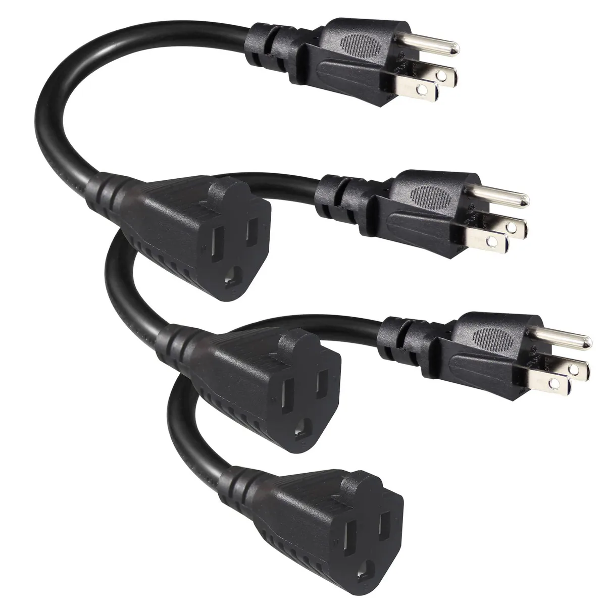 SPARKING 3-Pack 6-Inch Power Extension Cord 16AWG 13A 125V Black — product photo