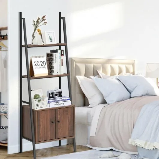 SlickBlue SlickBlue Ladder Shelf 3 Tier Bookcase Brown — product photo