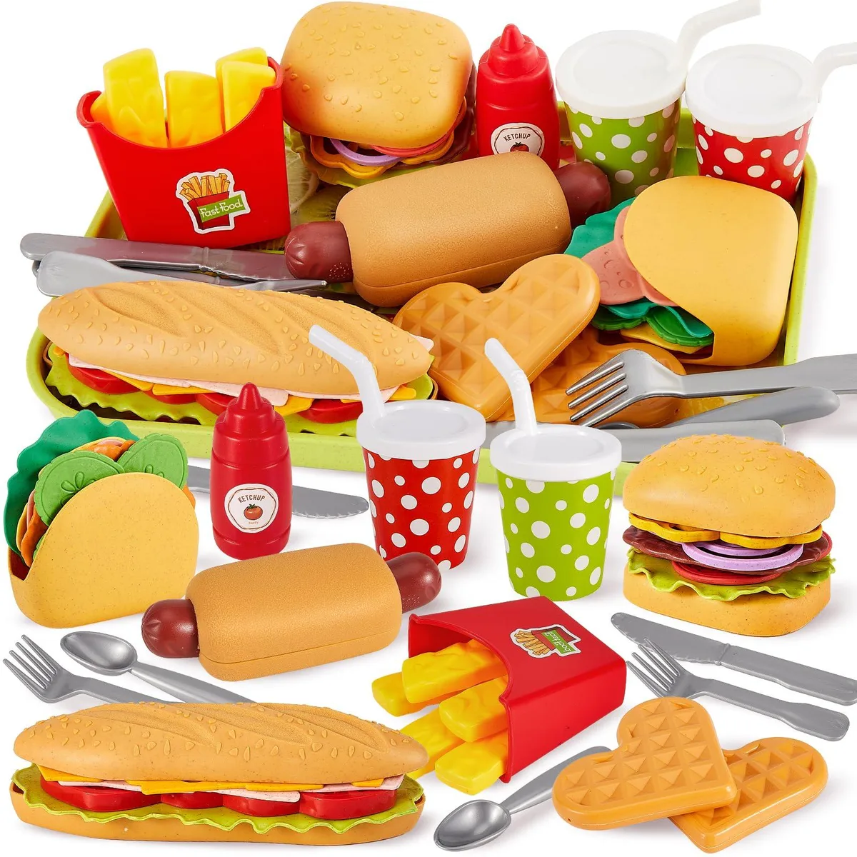  BUYGER Wooden Hamburger Toys Pretend Play 12 36 — product photo