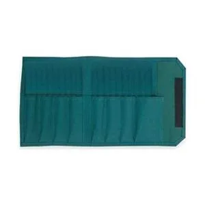 Black canvas precision screwdriver pouch with eight external pockets and Velcro closure