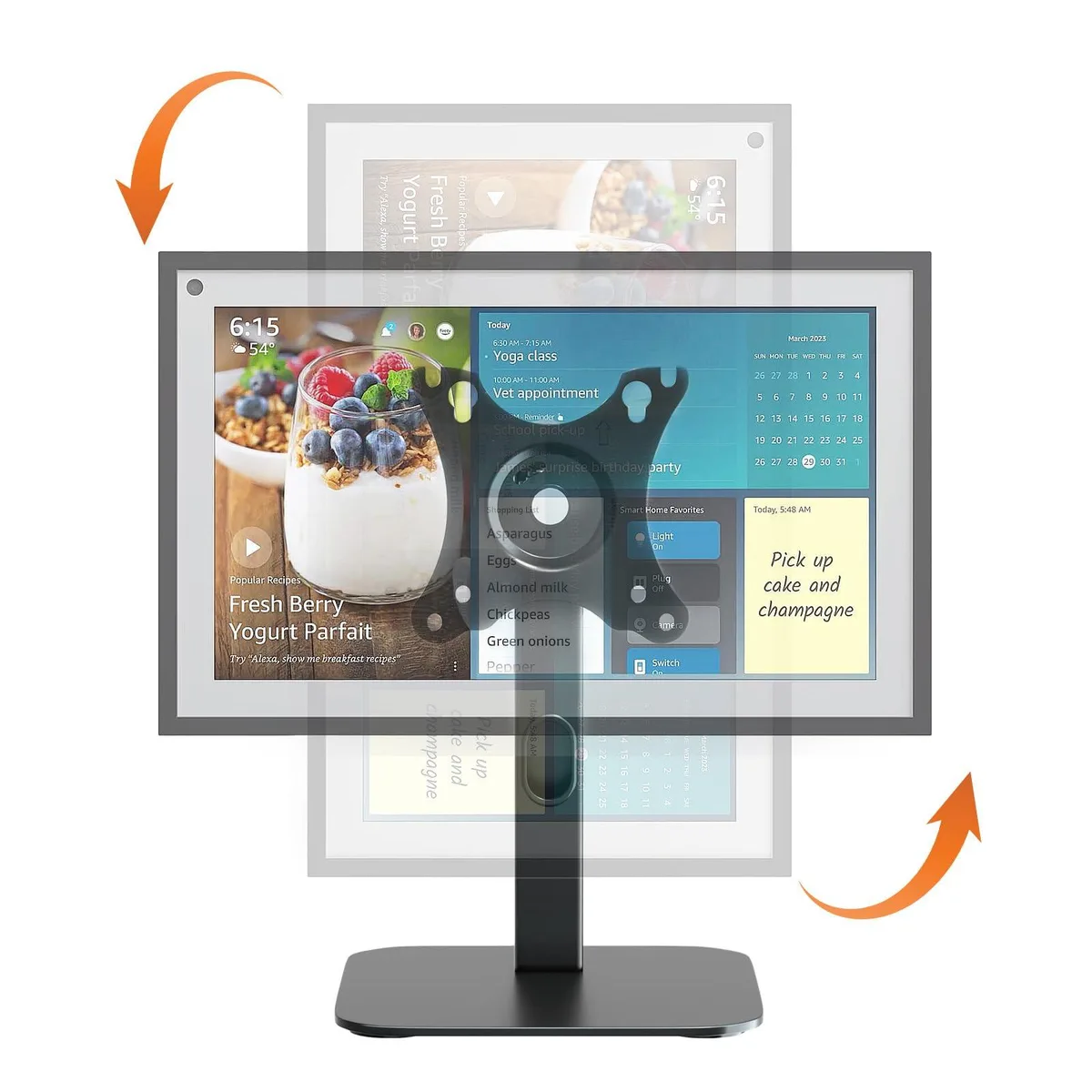 PUTORSEN silver metal desktop stand for Echo Show 15 with adjustable arm and round base