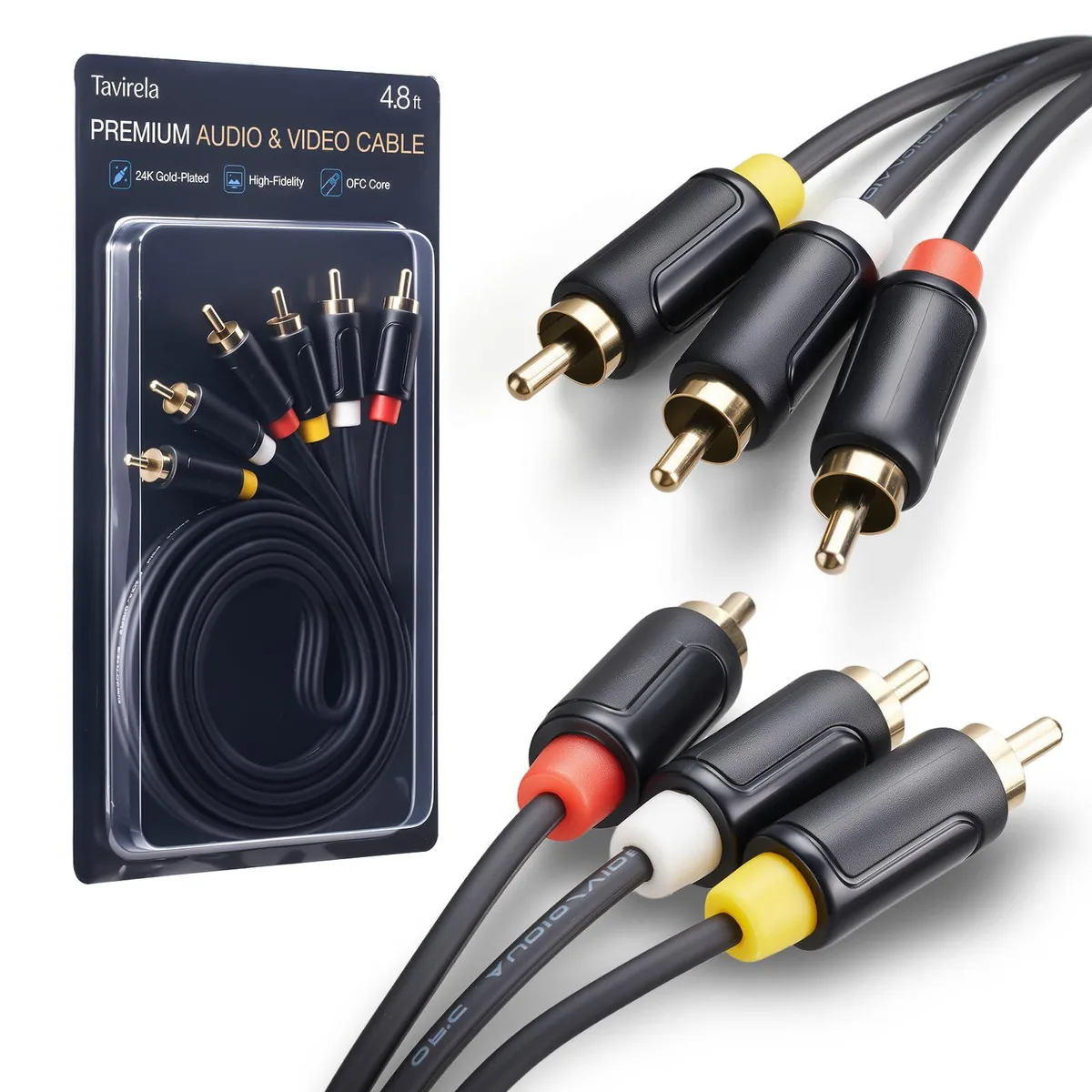 Tavirela TAVI-260002 3 RCA Male-to-Male Cable 4.8 ft — product photo