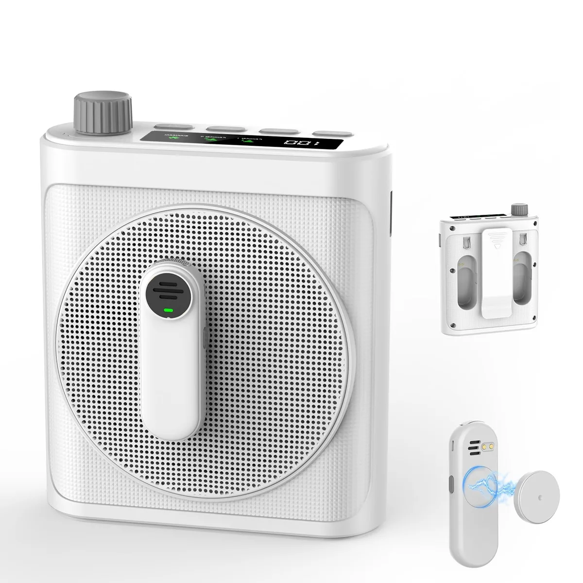  Pyle PA108 15W voice amplifier with 2 magnetic lavalier mics, Bluetooth 5.3, 15h battery (White) — product photo