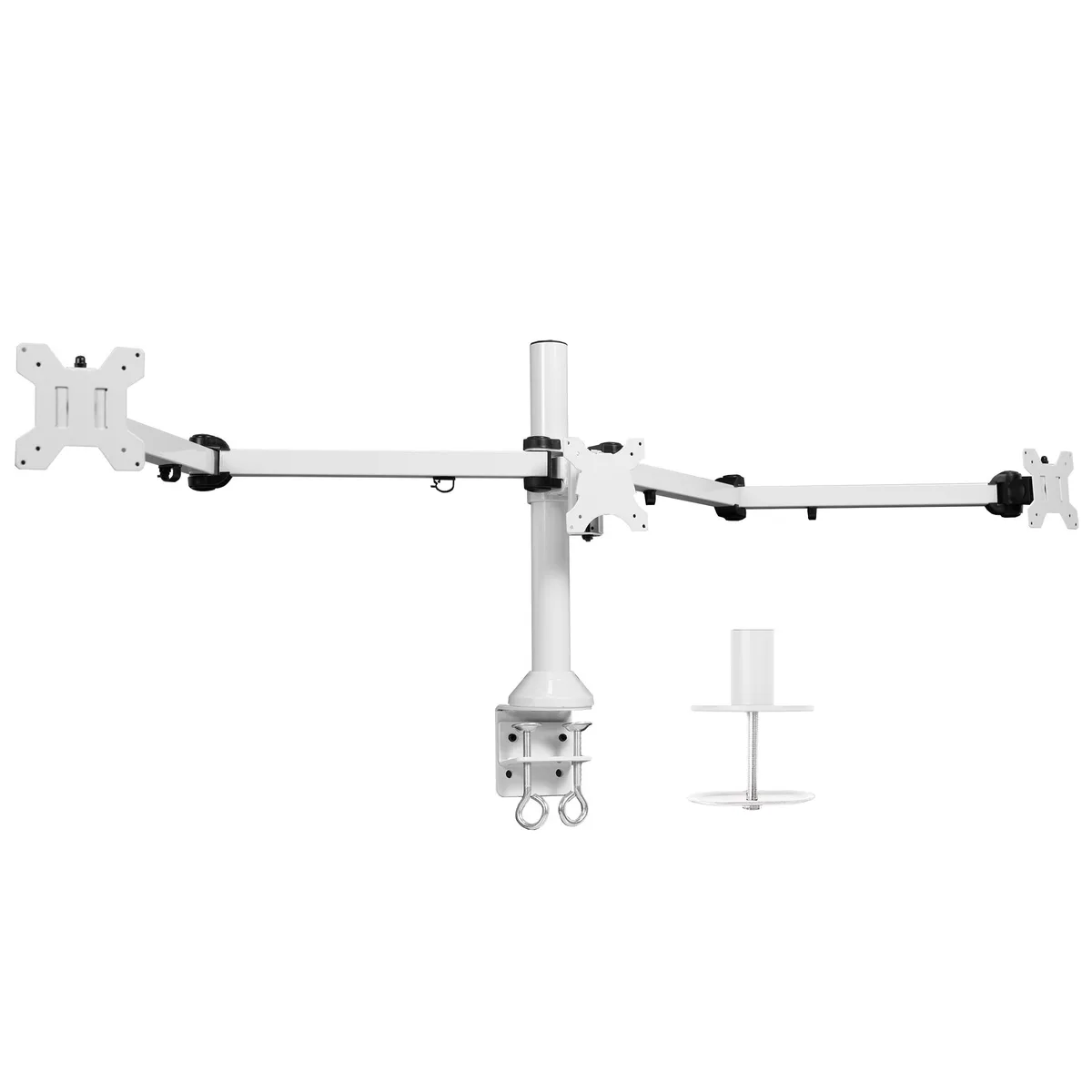 VIVO VIVO White Triple Monitor Desk Mount STAND-V103W 23-32" 22 lbs each 18" pole — product photo