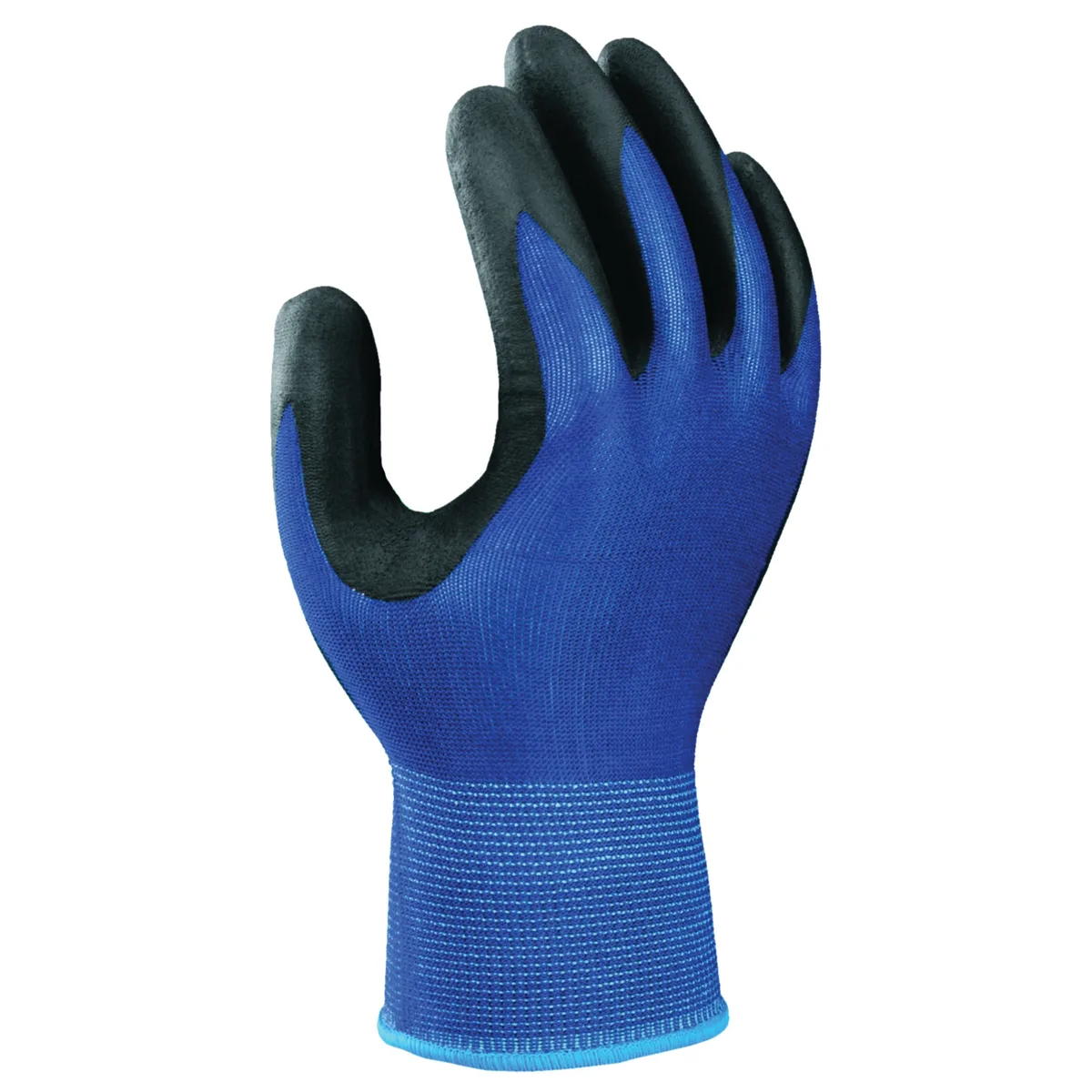 Showa Best Glove Showa Best Glove 380S-06 Foam Nitrile Coated Gloves, Palm Coverage, Black/Blue, S, PR — product photo
