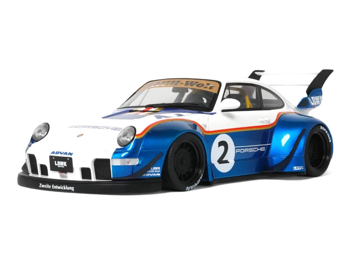 GT Spirit GT Spirit RWB x Liberty Walk 993 #2 White Blue Metallic 1/18 Hobby Collectible — product photo