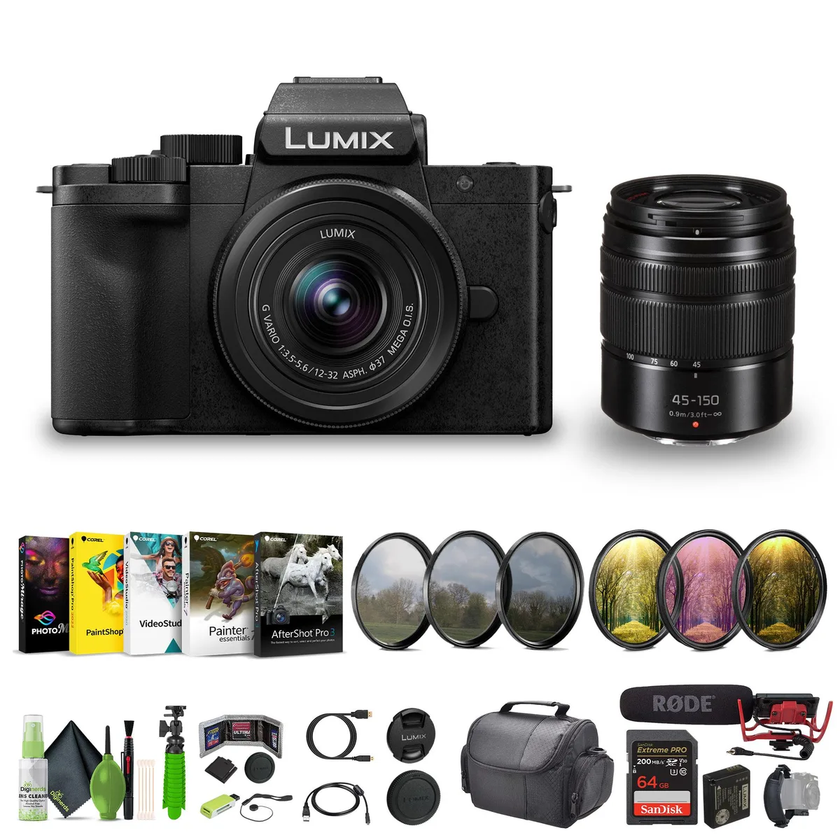 Panasonic Panasonic Lumix G100D 4K Compact Mirrorless Camera 12-32mm 45-150mm — product photo