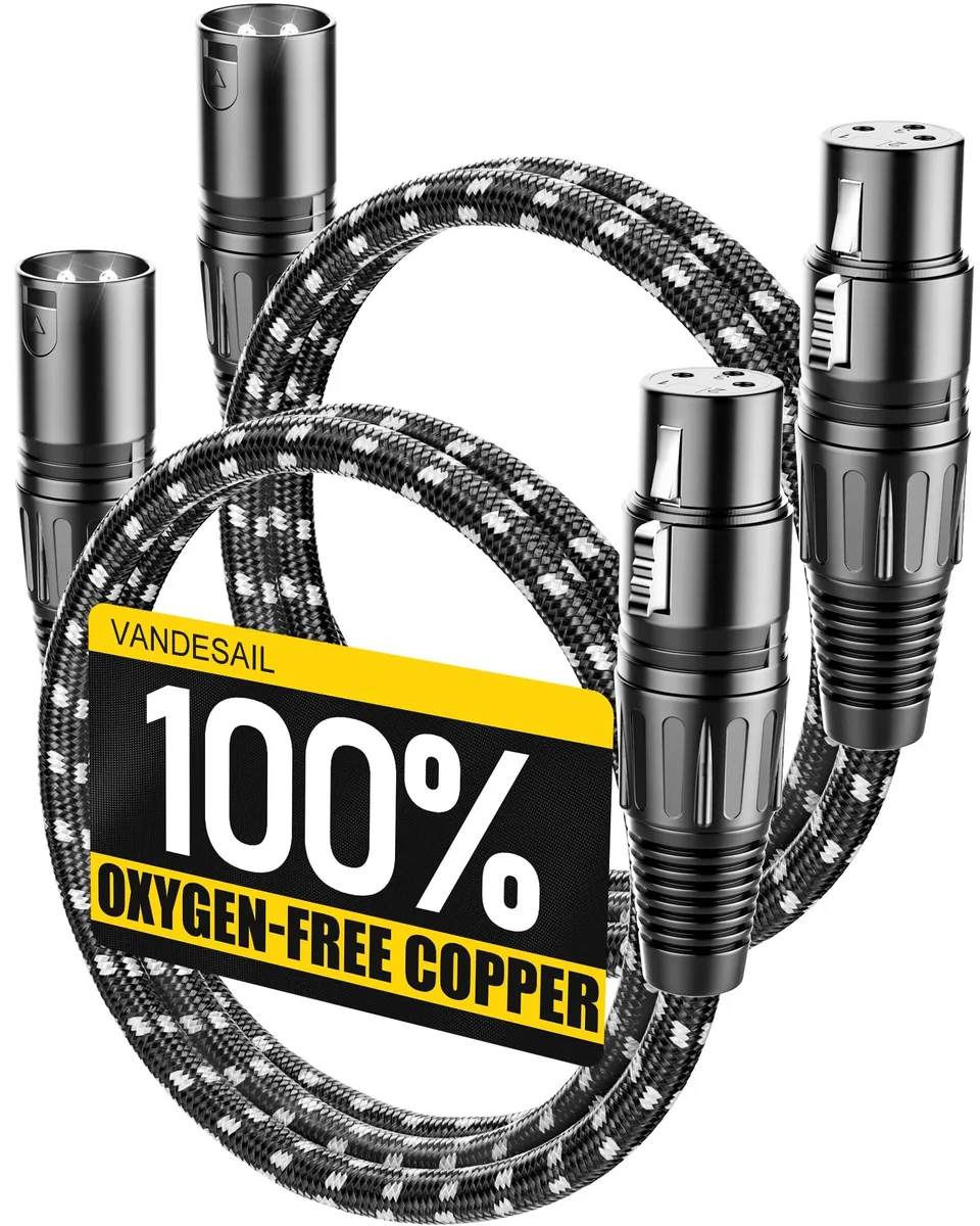 VANDESAIL XLR Instrument Cable 2 Pack Black &amp; White 26-30 — product photo