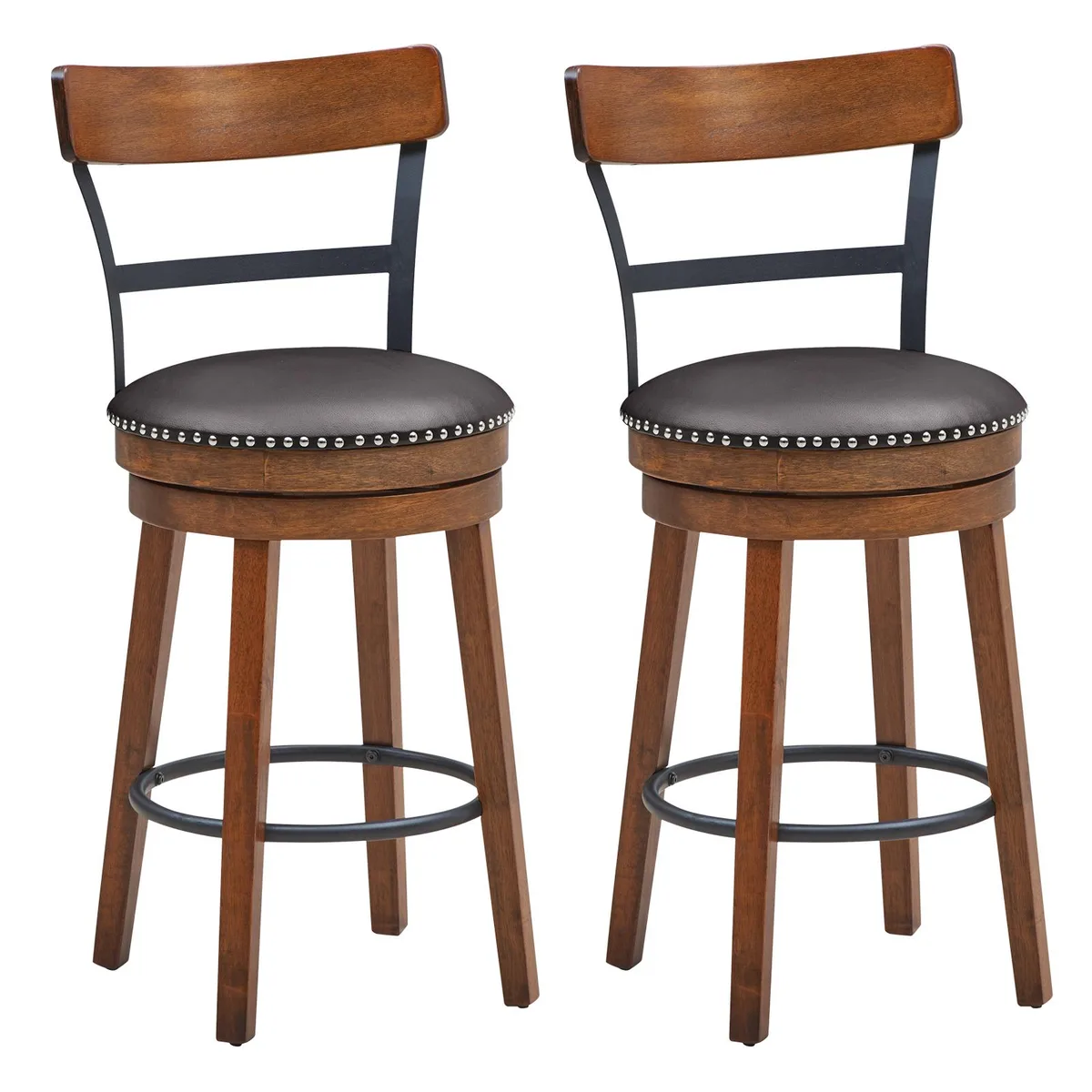 SlickBlue SlickBlue Brown Swivel Counter Barstool 25.5 in Set of 2 — product photo