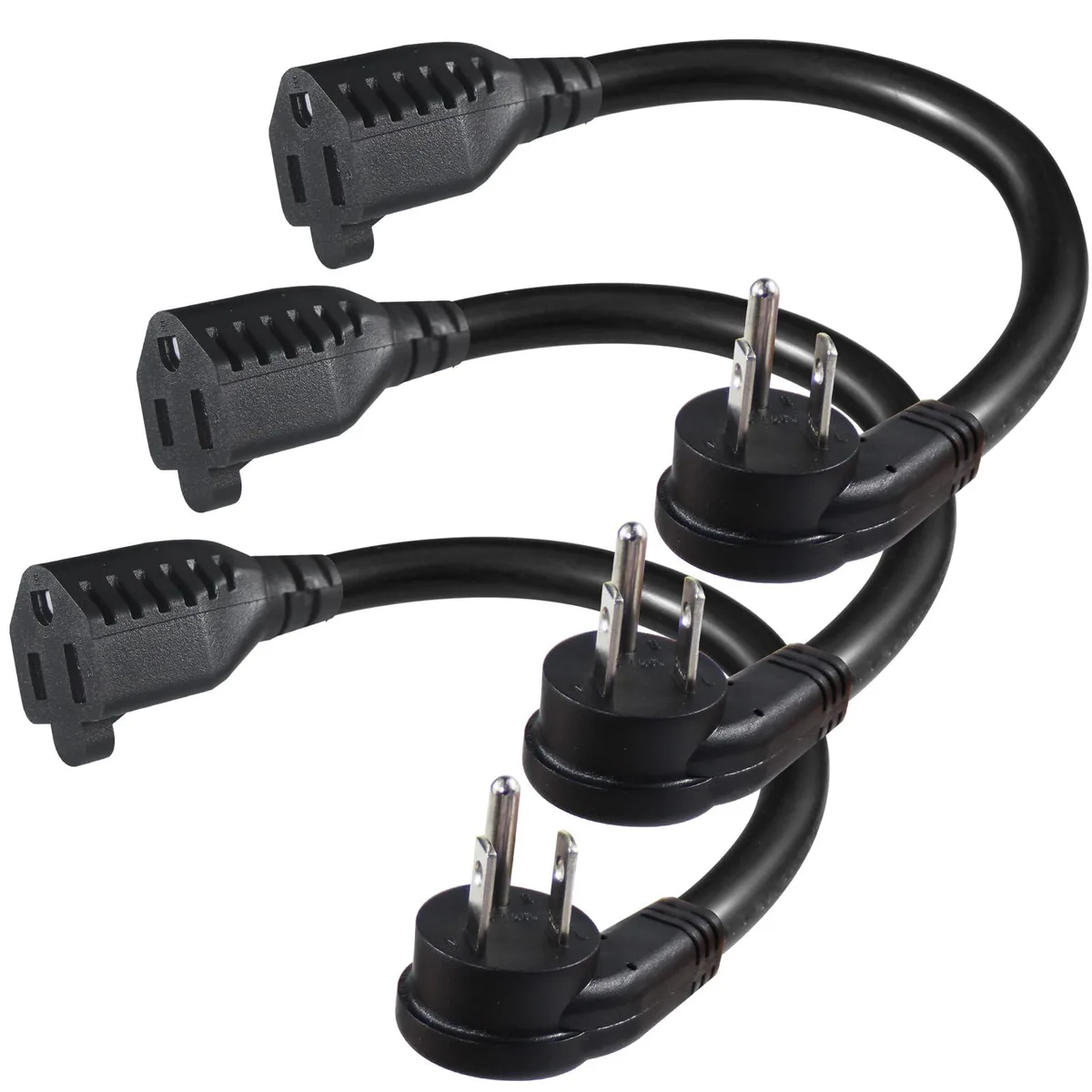  SPARKING 3 Pack 6in Flat Plug Power Extension Cord 16AWG 13A 125V — product photo