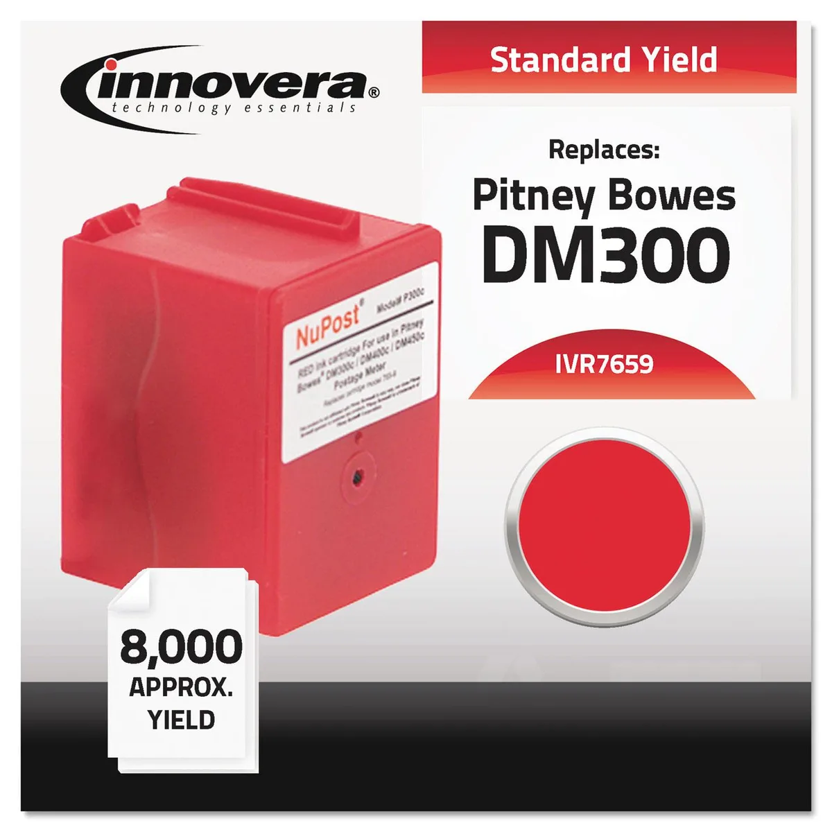 Rectangular red ink cartridge for Pitney Bowes postage meters