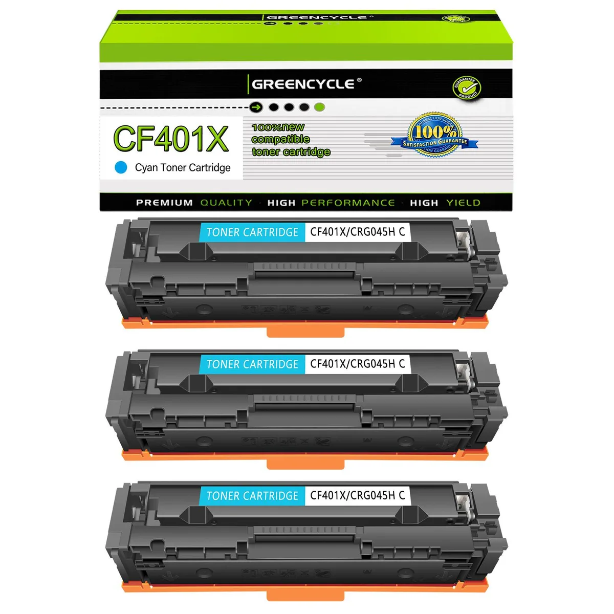GREENCYCLE GREENCYCLE 3 Pack CF401X Cyan Toner Cartridge 2300 pages — product photo