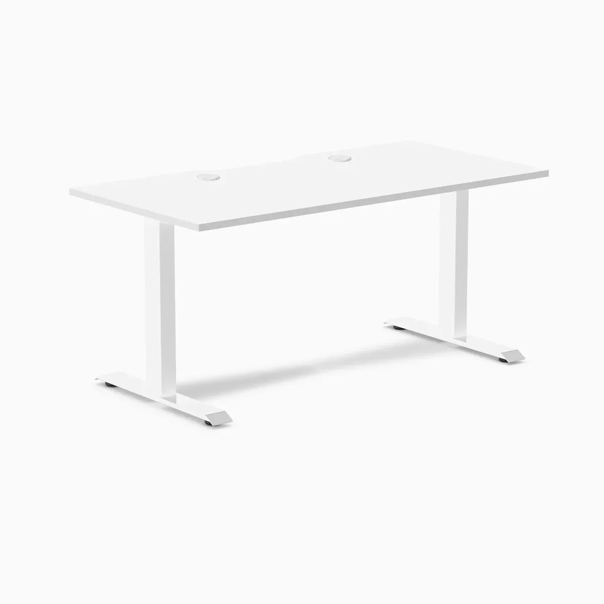 Desky Desky Zero Scalloped Laminate Office Desk White 59.1 x 29.5 in with Grommets — product photo