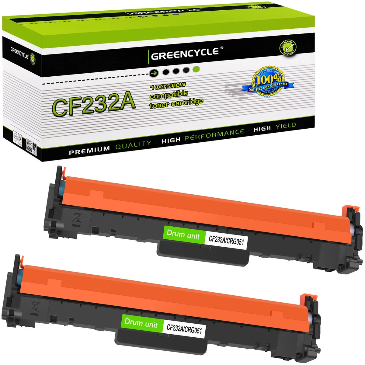 Two black drum units in a sealed box