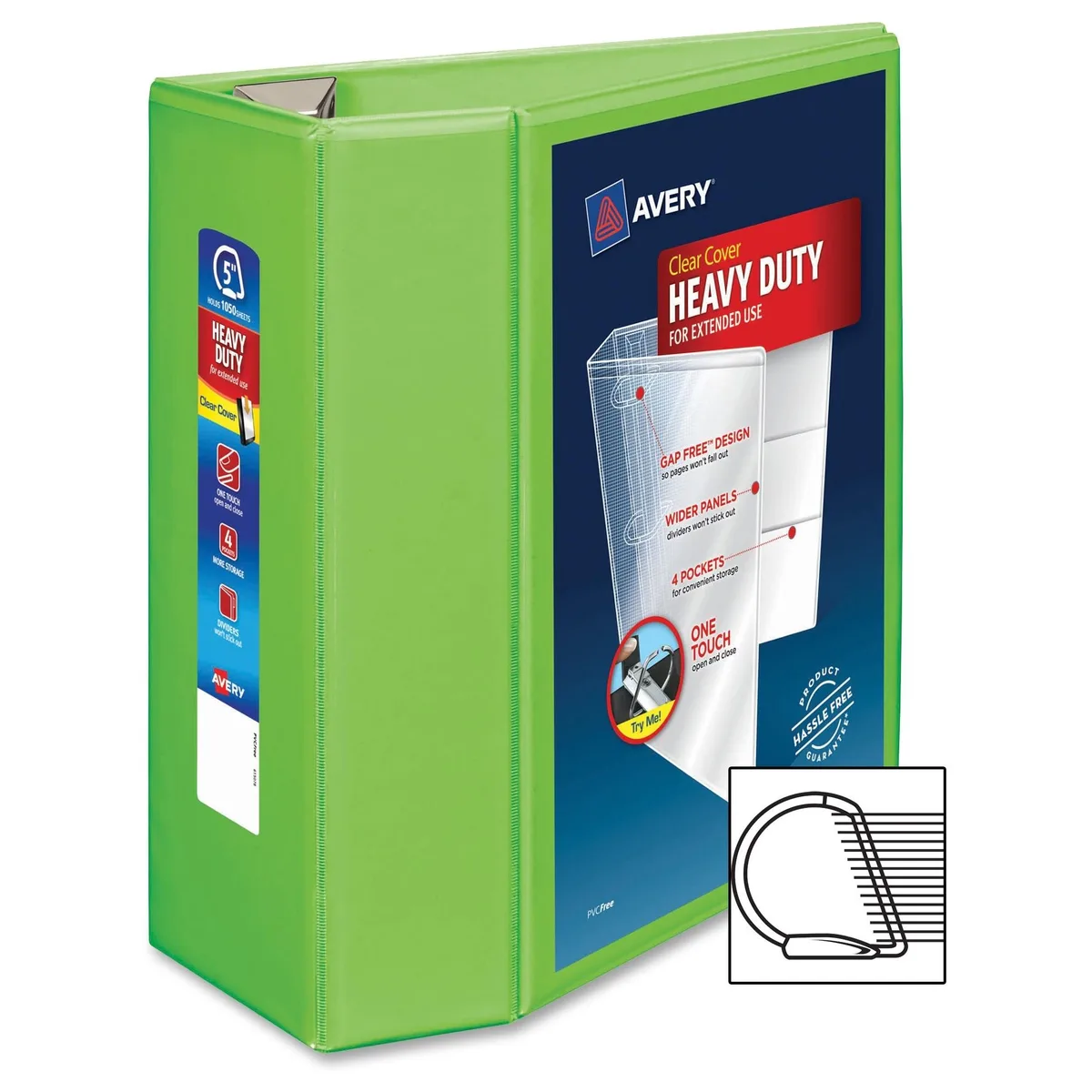 Avery Avery AVE79815 Heavy-Duty View Binder 5" EZD Rings Chartreuse — product photo