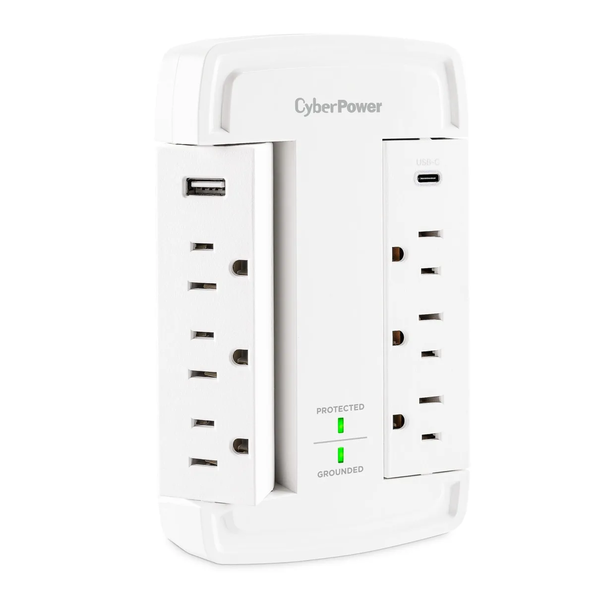 CyberPower CyberPower CSP6WSUC surge protector 6 outlets USB-A USB-C 2400 joules 125V 15W 2.4A — product photo