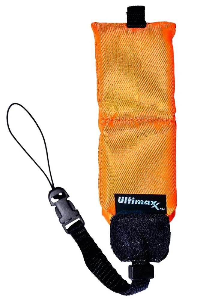 Bright orange foam wrist strap with quick-release lanyard loop