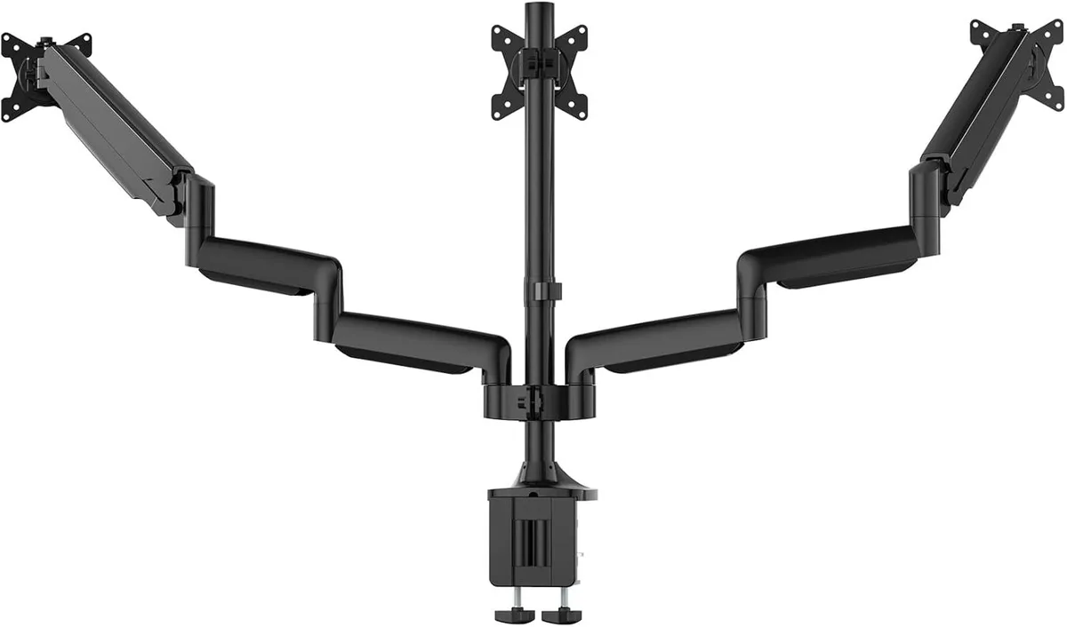 PISKEKAT PISKEKAT Triple Monitor Stand 17-32" 30.9lb VESA 75/100 Double C-Clamp — product photo