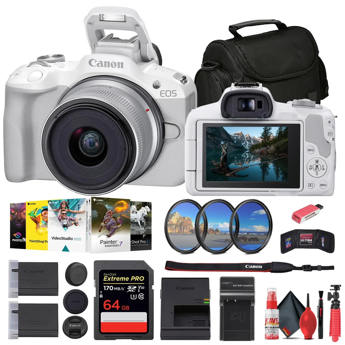 Canon Canon EOS R50 24.2MP Camera Kit White 18-45mm f/4.5-6.3 64GB — product photo