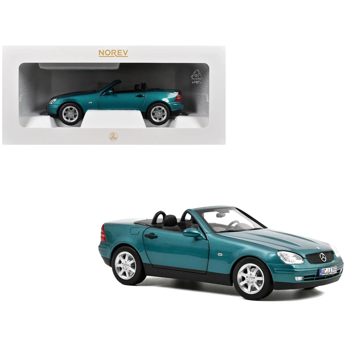 Norev Norev 1996 Mercedes-Benz SLK Convertible Vivianit Green Metallic 1/18 Diecast Model Car — product photo