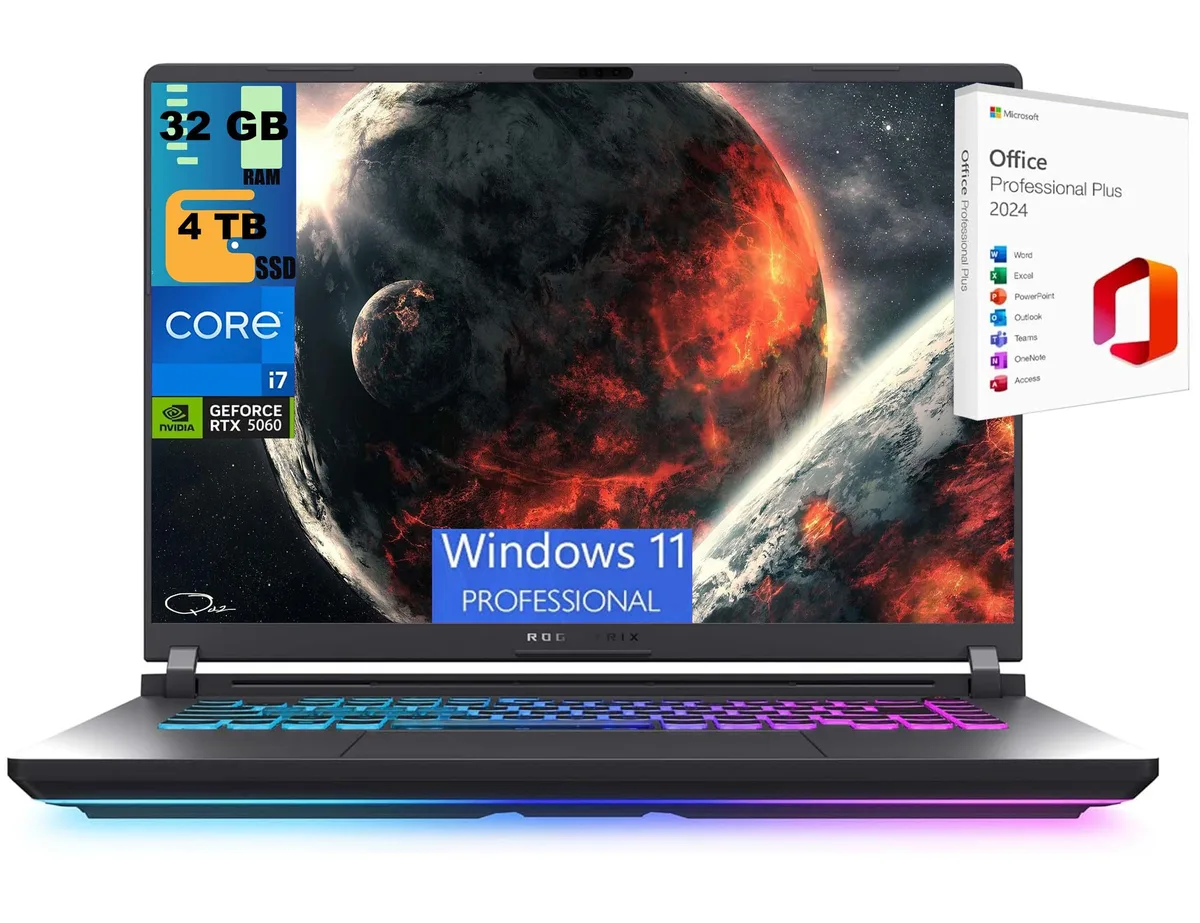 ASUS ASUS ROG Strix G16 gaming laptop, 16" FHD+ 165Hz, i7-14650HX, RTX 5060 8GB, 32GB DDR5, 4TB Pro — product photo