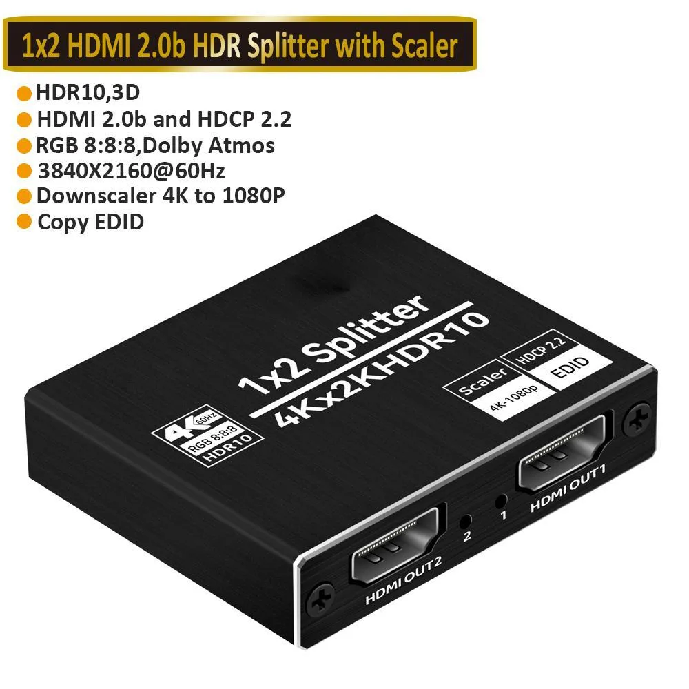 WRIARICH WRIARICH OZF12 HDMI Splitter 1x2 4K@60Hz 18Gbps Black — product photo
