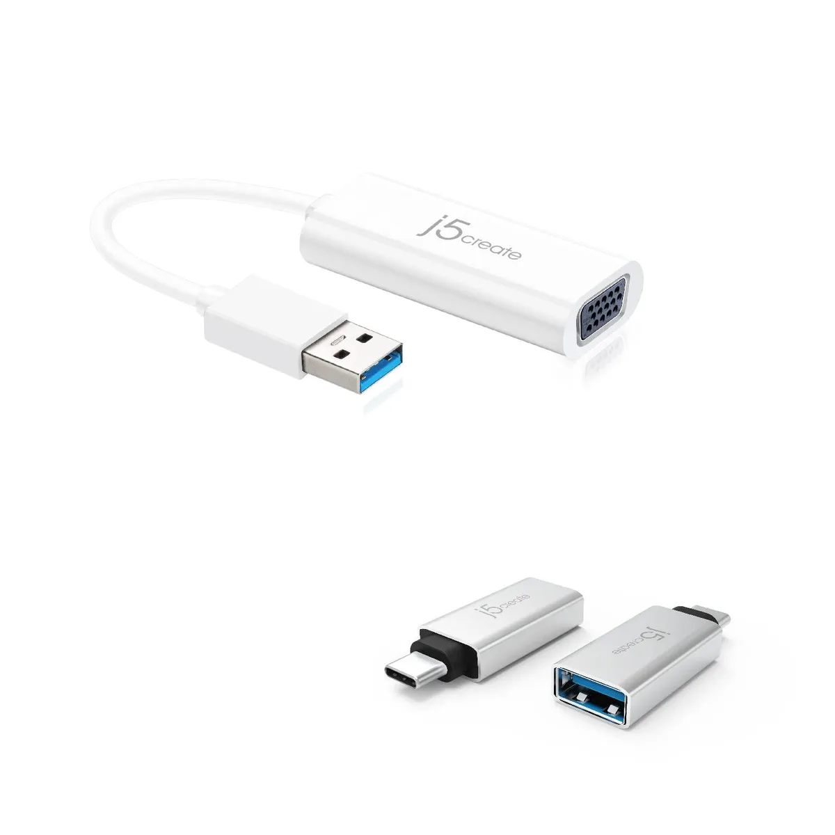 LORDWORLD LORDWORLD USB to VGA + USB-C to USB-A adapter (JUA214 + JUCX15X2) — product photo