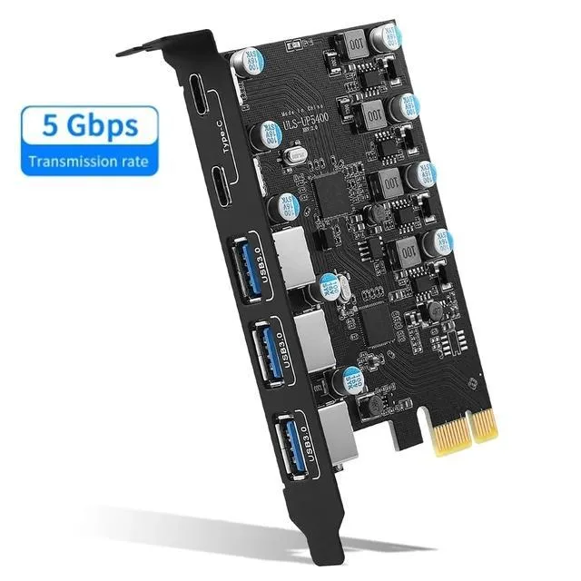 ESTONE ESTONE PCIE23A2C 5-Port USB 3.0 Expansion Card (3× USB-A, 2× USB-C) — product photo