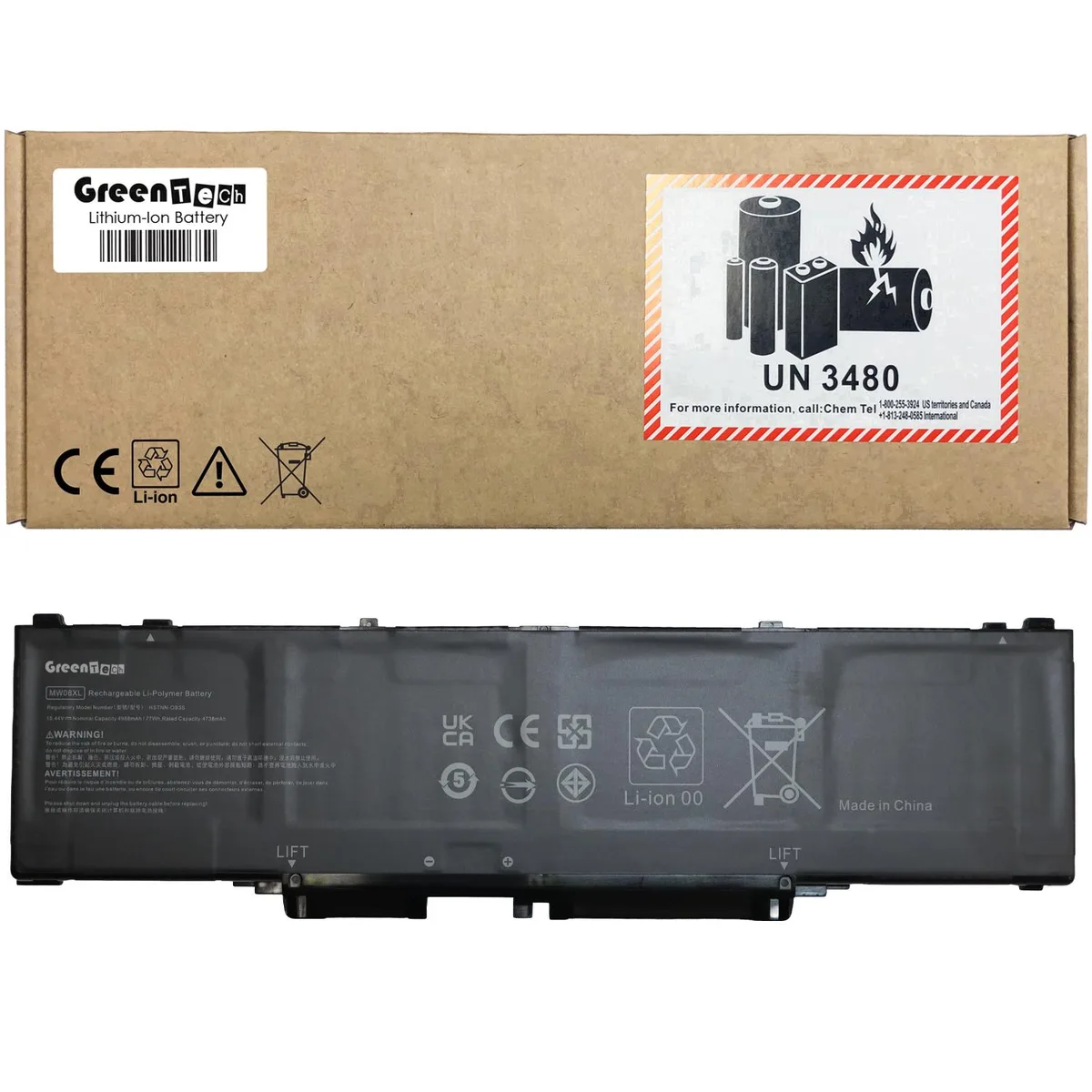 GreenTechLLC GreenTechLLC MW08XL 15.44V 77Wh 8-cell battery for HP ZBook 8 G1i 14 16 in — product photo