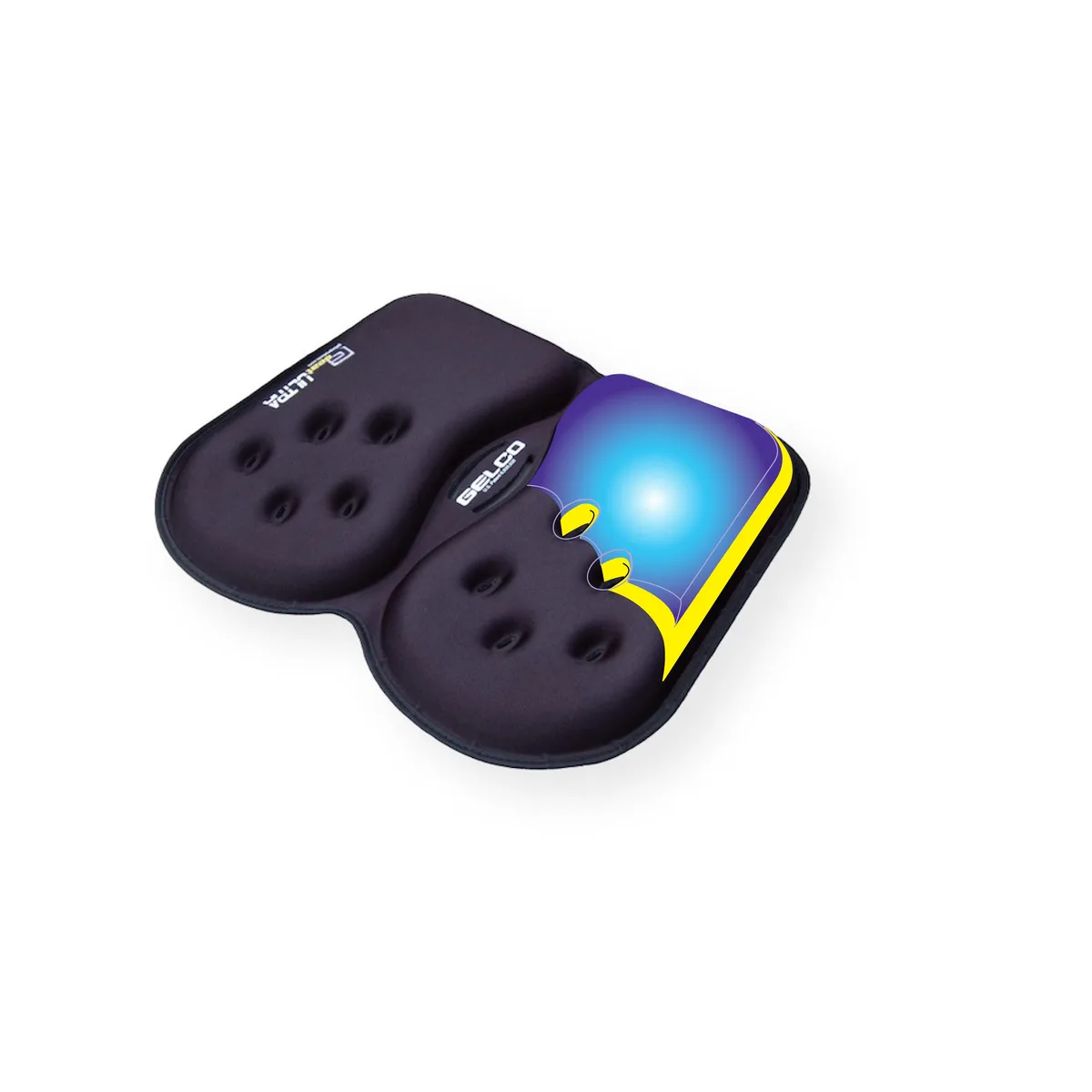 Gelco Products Gelco Products GSeat Ultra Orthopedic Gel Foam Seat Cushion Black 16 x 18 in — product photo