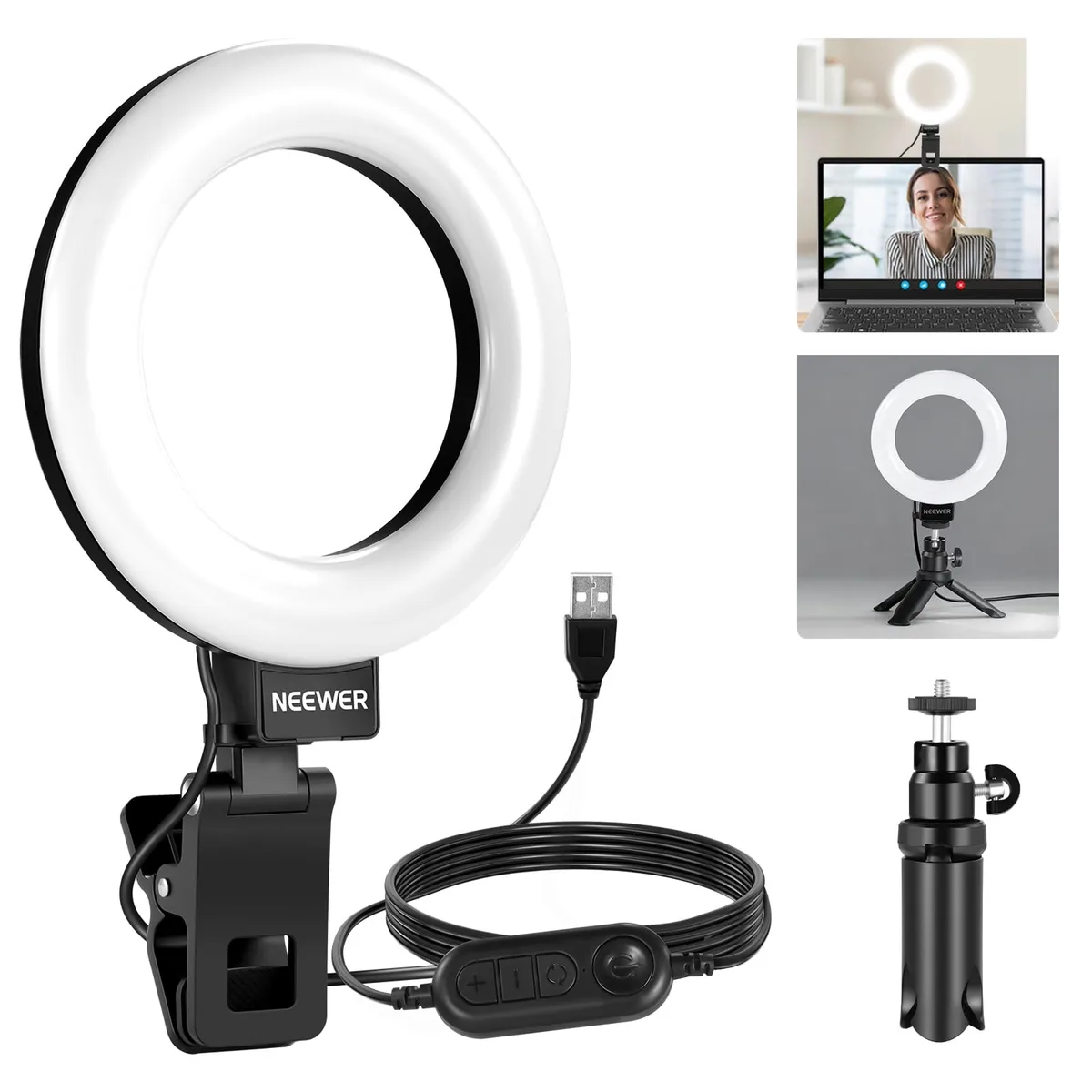  Neewer ST83 5" Ring Light 60 LED 450Lx 3000-6000K USB — product photo