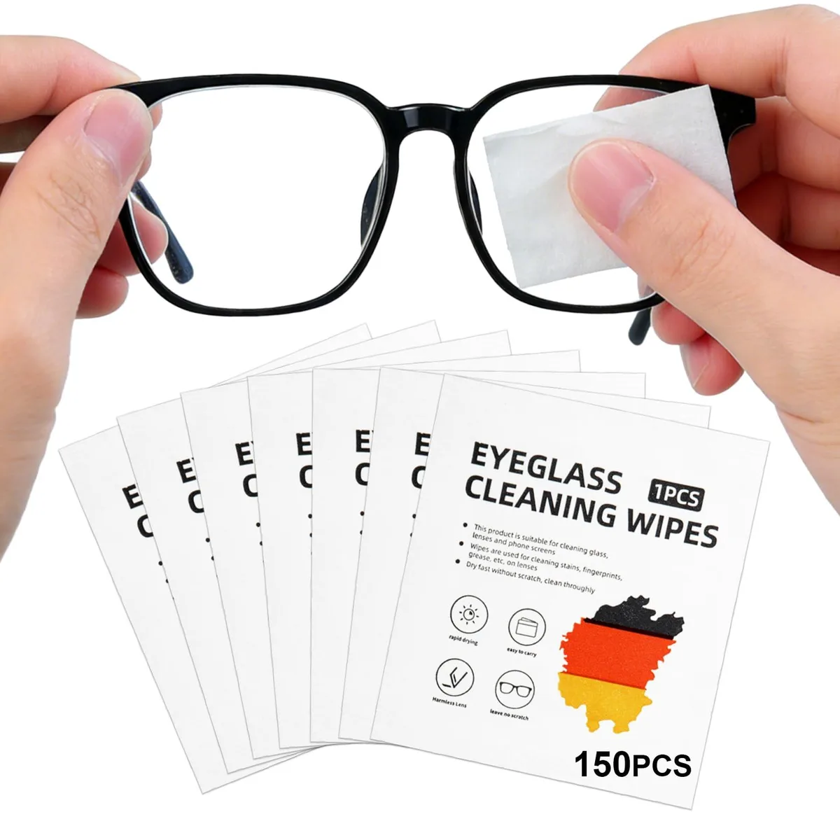  150 Count Wrapped Lens Cleaning Wipes 10x15cm — product photo