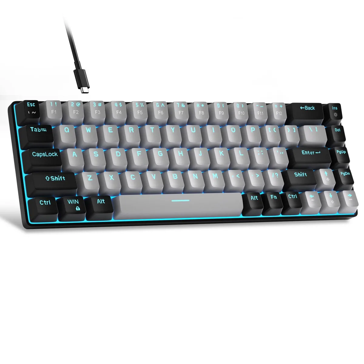  Redragon MK-BOX Grey 60% 68-Key Mechanical Gaming Keyboard Blue Switch LED Backlit USB 2.0 — product photo