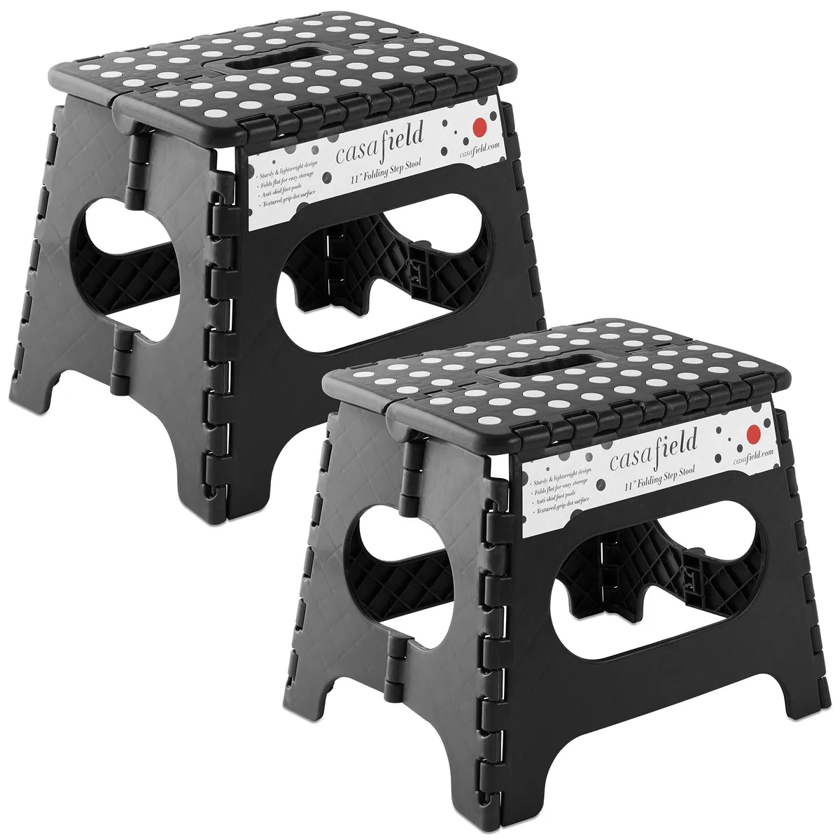 Casafield Casafield 11" Folding Step Stool with Handle (Set of 2), Black — product photo