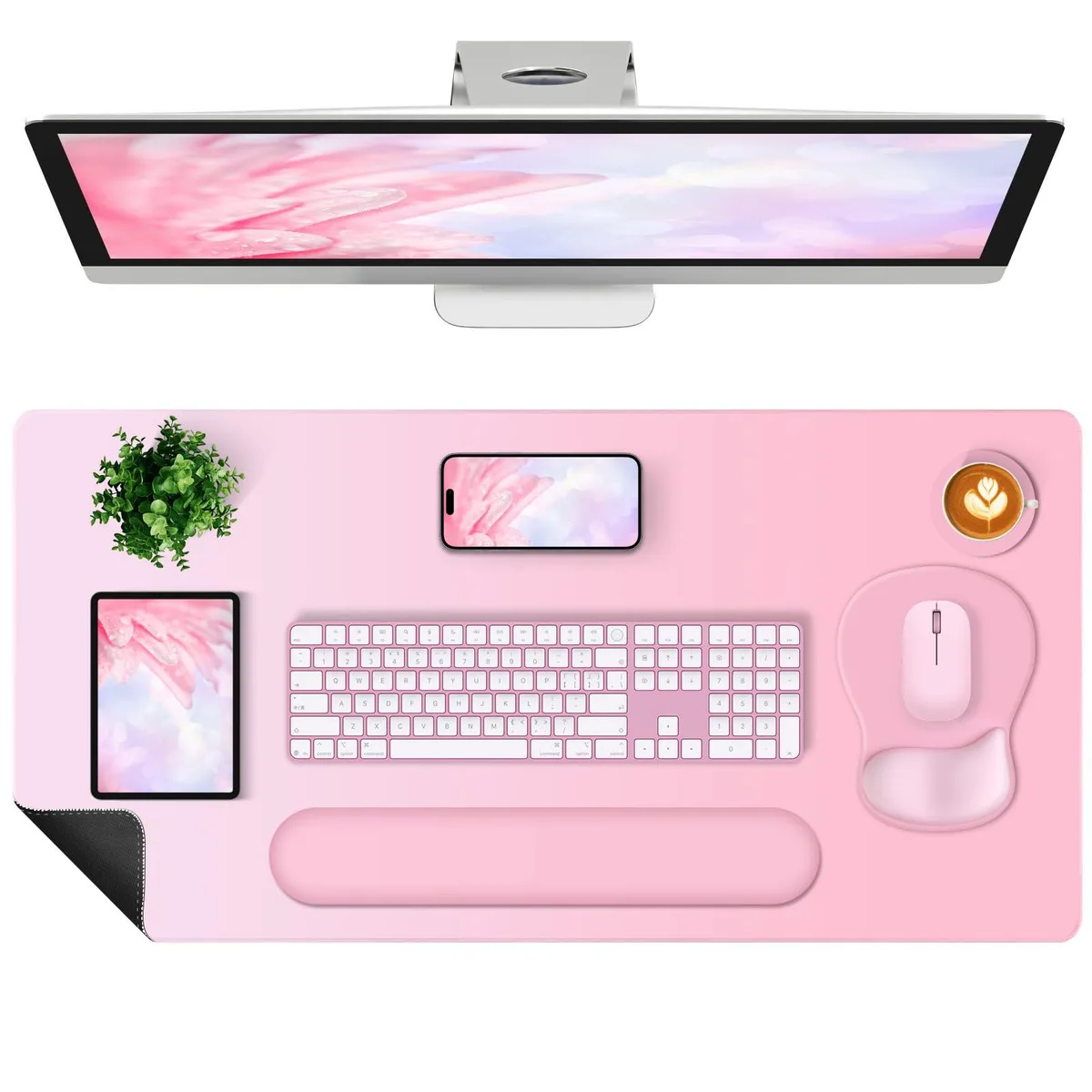  NXZGO NX-GKK-09 4-in-1 Mouse Pad Set 35.4×15.7 in Soft Pink — product photo