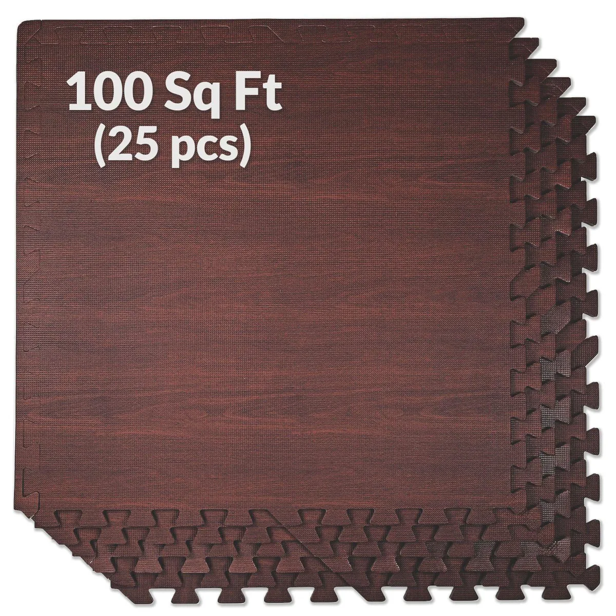 Home Aesthetics Home Aesthetics 100 SqFt EVA Dark Wood Grain Foam Floor Mat 25 pcs — product photo