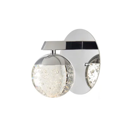 Polished chrome wall sconce with clear bubble glass spheres and LED module