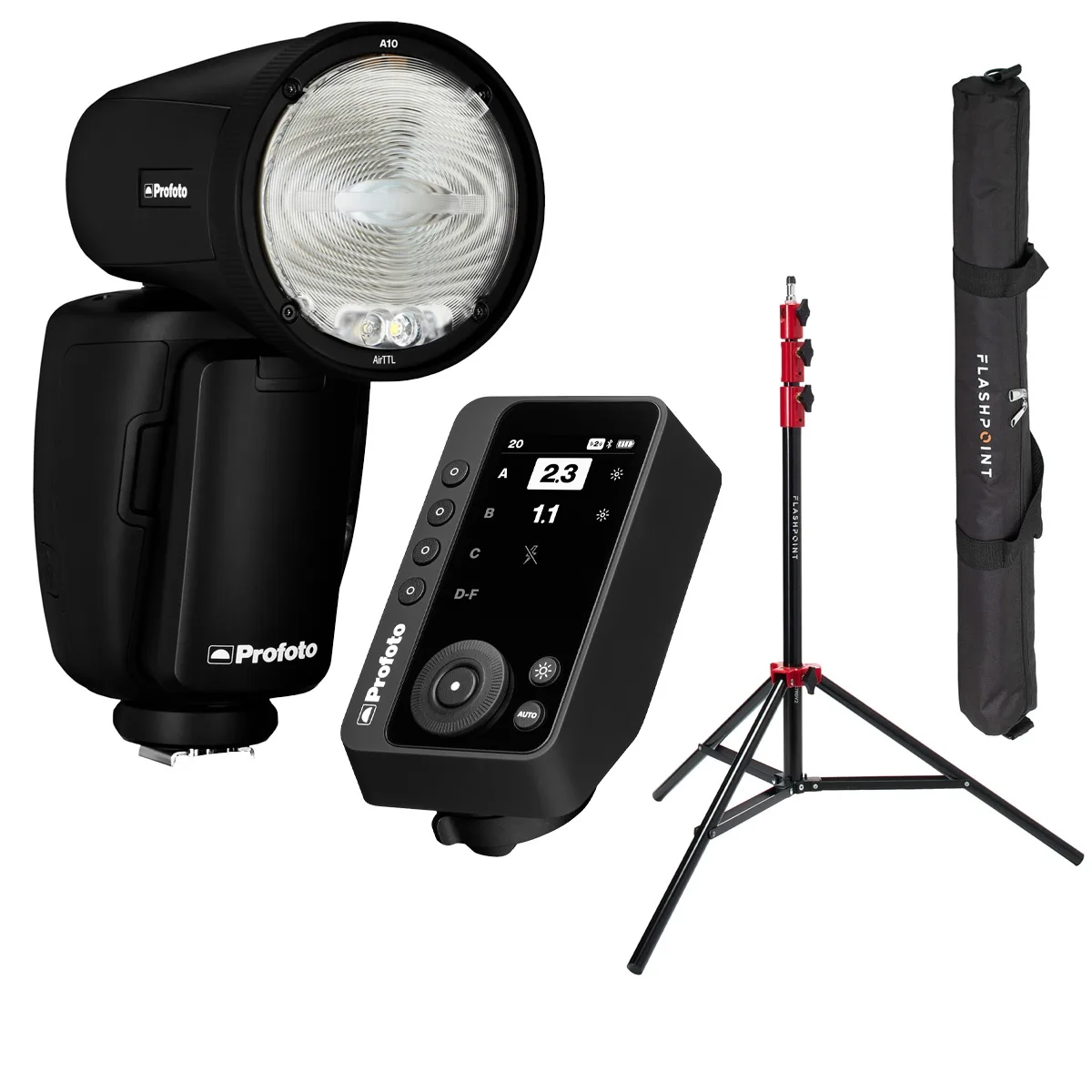 Profoto Profoto A10 Flash for Nikon with Connect Pro Transmitter and Light Stand — product photo