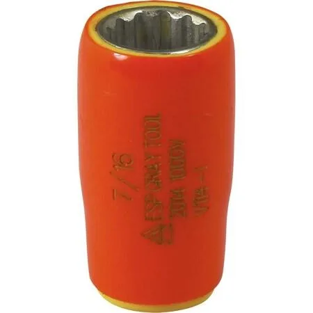 Gray Tools 7/16 inch 12-point insulated socket with orange and yellow layers