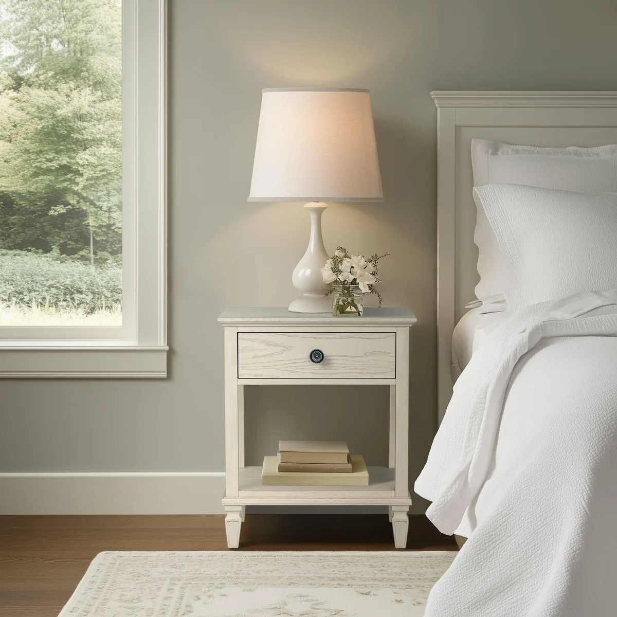 tuphen tuphen Victoria Bedside Table Antique Cream 24W 19D 28.5H — product photo