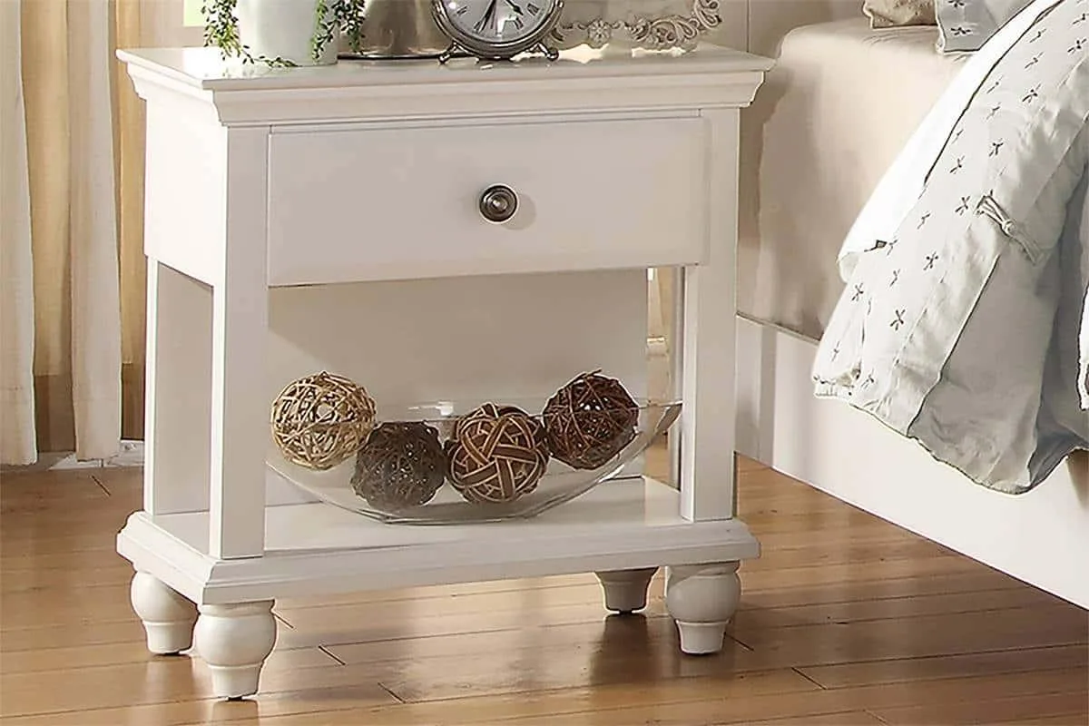 tuphen tuphen Nightstand White 24x16x26 1 Drawer Shelf — product photo