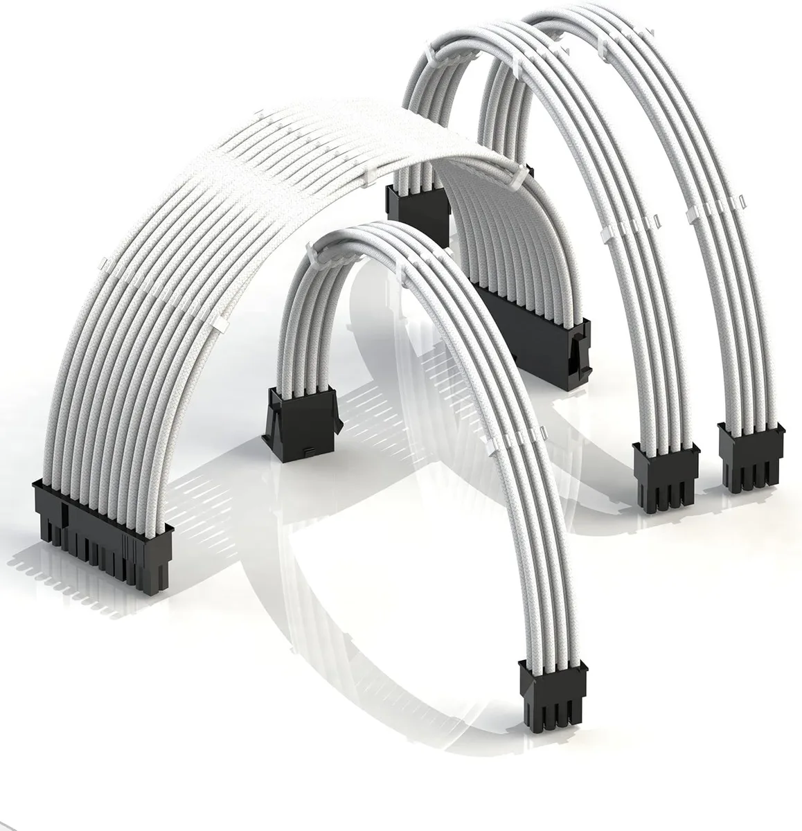 PISKEKAT PISKEKAT 30cm PSU Cable Extension Kit White 24Pin 8Pin CPU 2x8Pin GPU — product photo