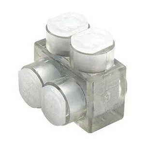 Aluminium T-shaped two-port connector, 1.56 in, clear plastisol insulation