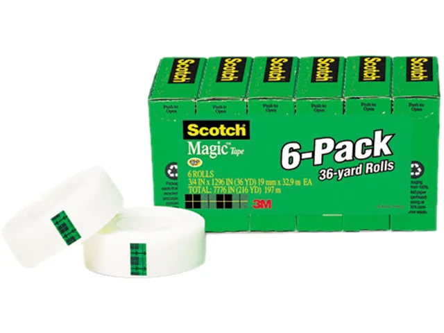 3M 3M 810-6PK Magic Office Tape 3/4" x 1296" 1" Core Clear 6/Pack — product photo