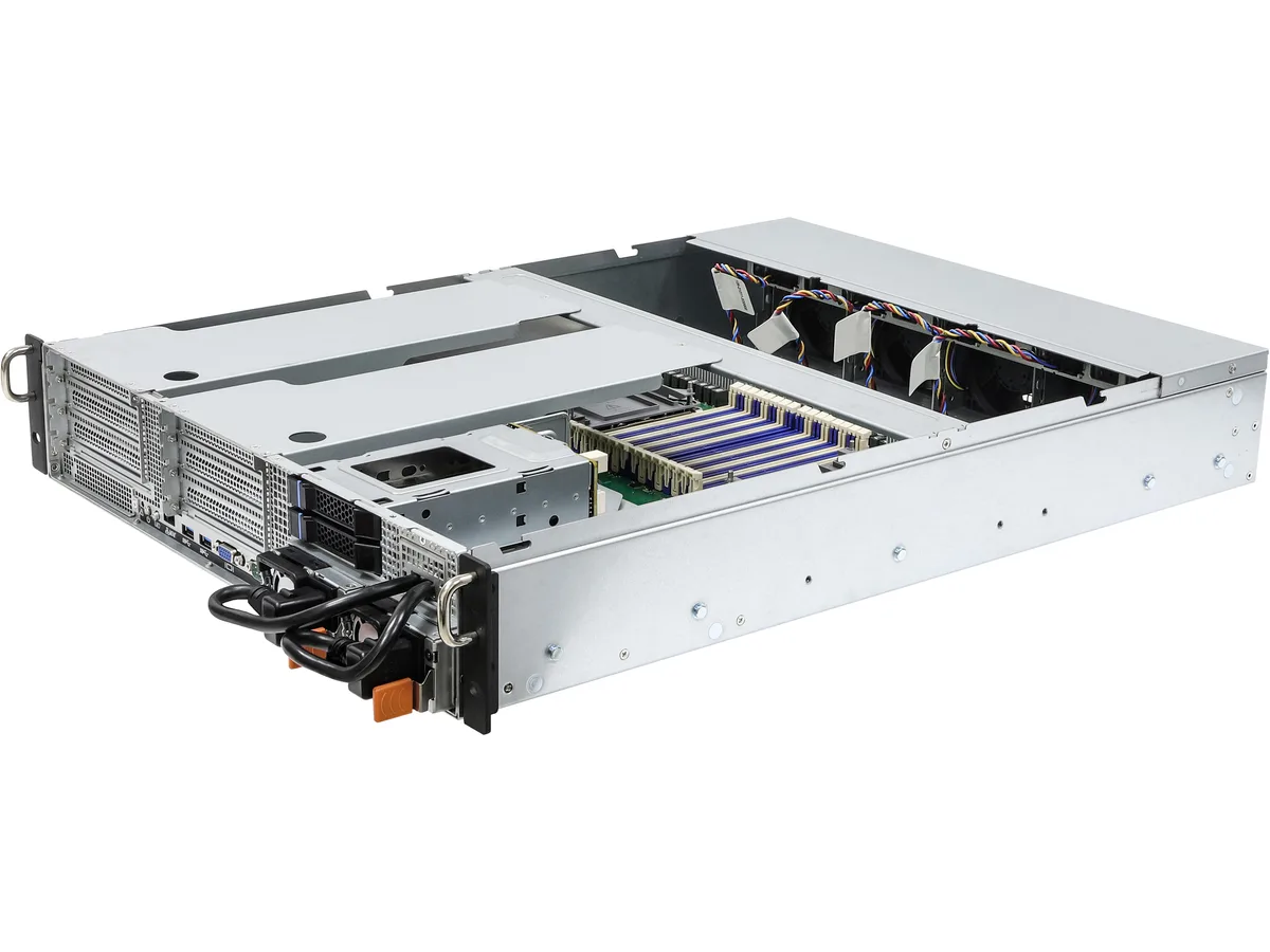 ASRock Rack ASRock Rack 2U2E-F/ICX2 2U barebone server, dual LGA 4189, 32 DIMM DDR4 3200, 2×2.5" NVMe, 1600W 1+1 CRPS — product photo