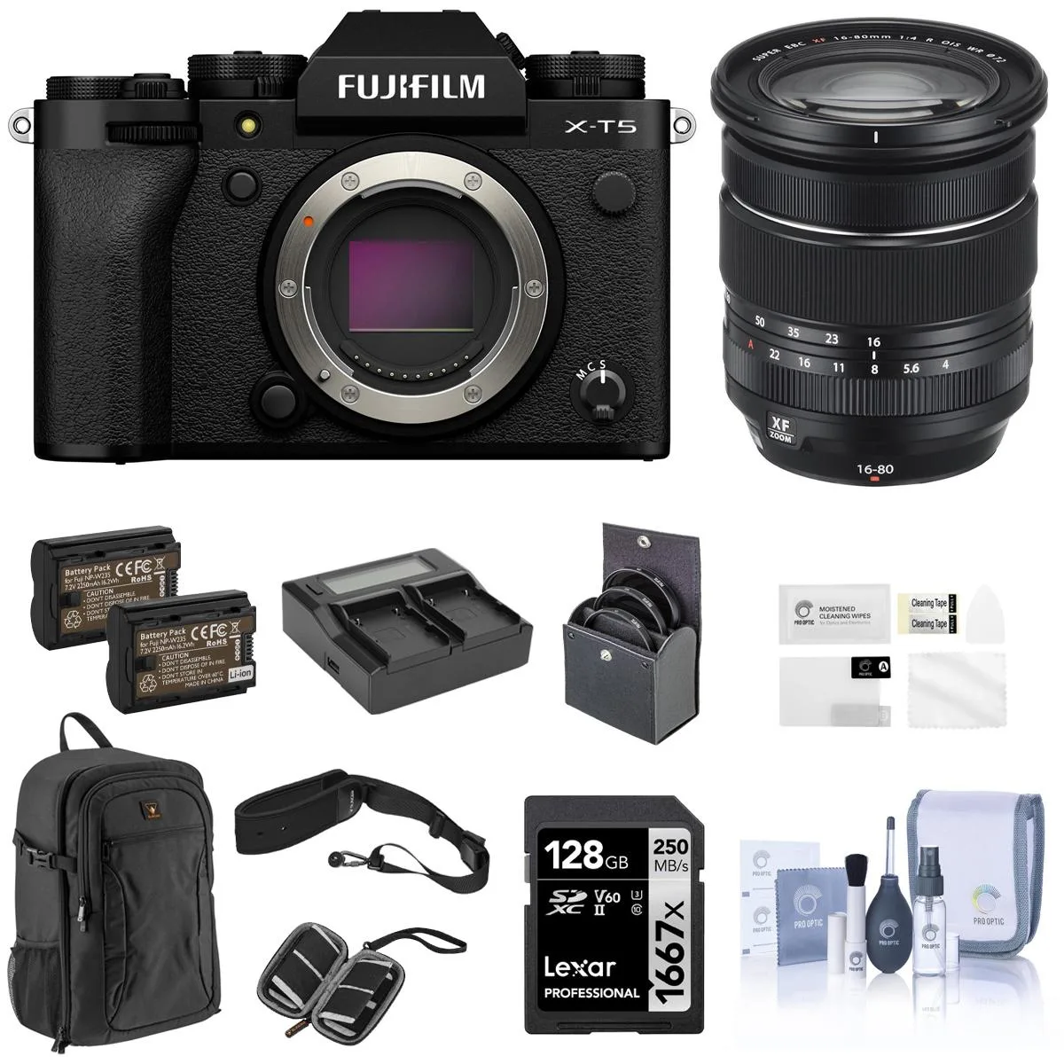 FUJIFILM FUJIFILM X-T5 40.2MP Compact Mirrorless Camera Kit with XF 16-80mm f/4.0 Lens — product photo