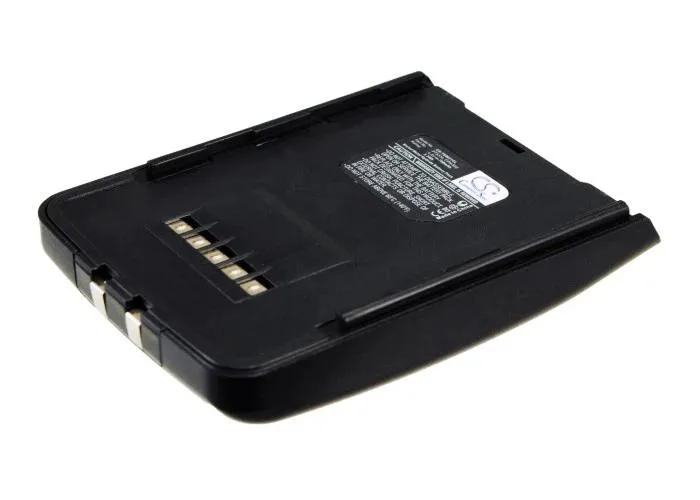 Rectangular black power-tool battery pack with side rails and bottom contacts