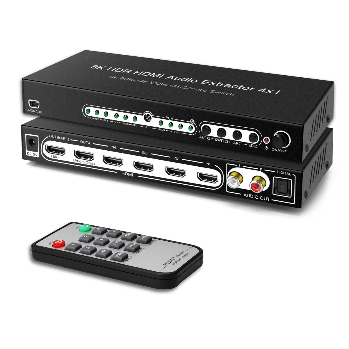 BUCIER BUCIER 8K 60Hz HDMI Switch 4 In 1 Out 7.1CH Audio Extractor ARC 40Gbps — product photo