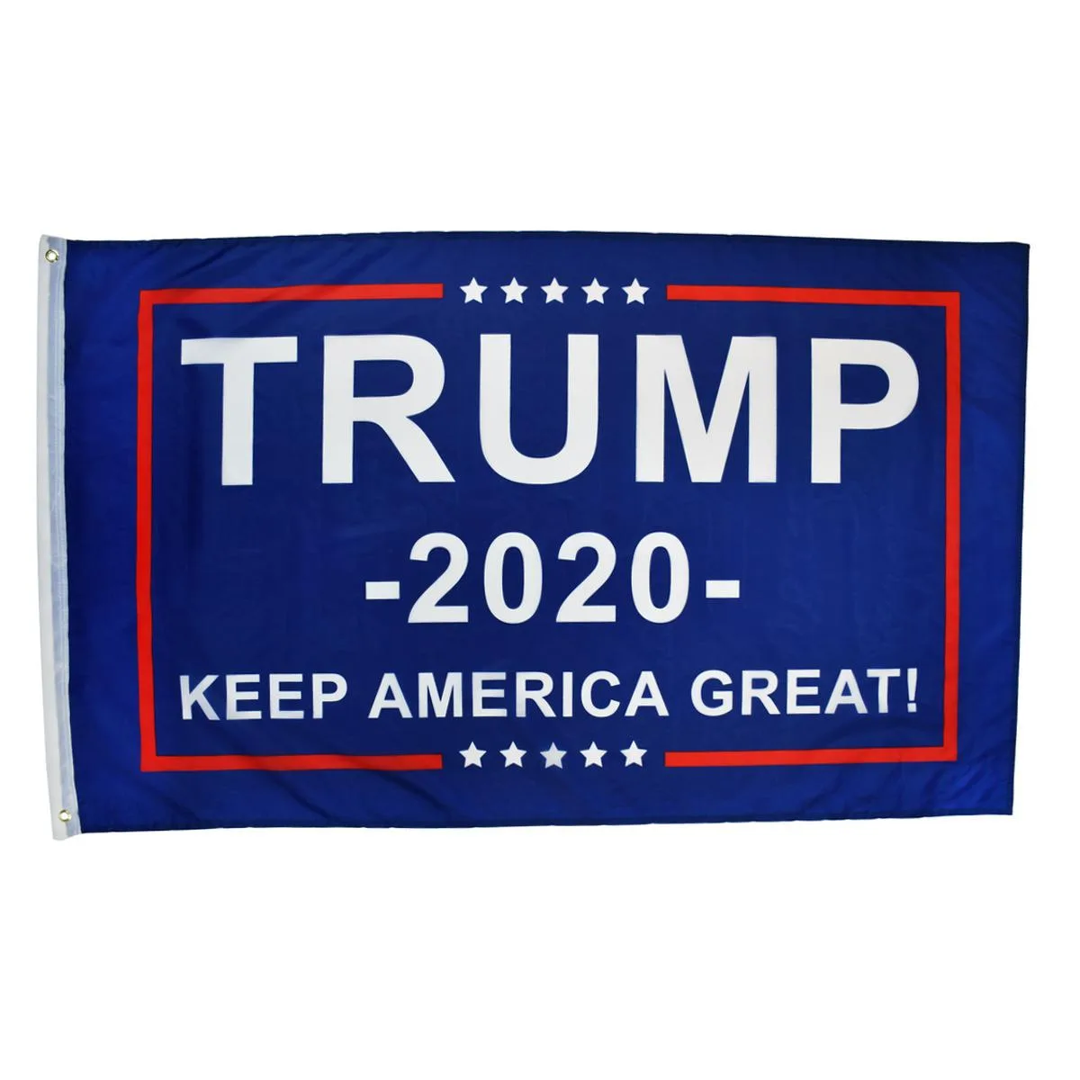Blue flag with white text Trump 2020 Keep America Great