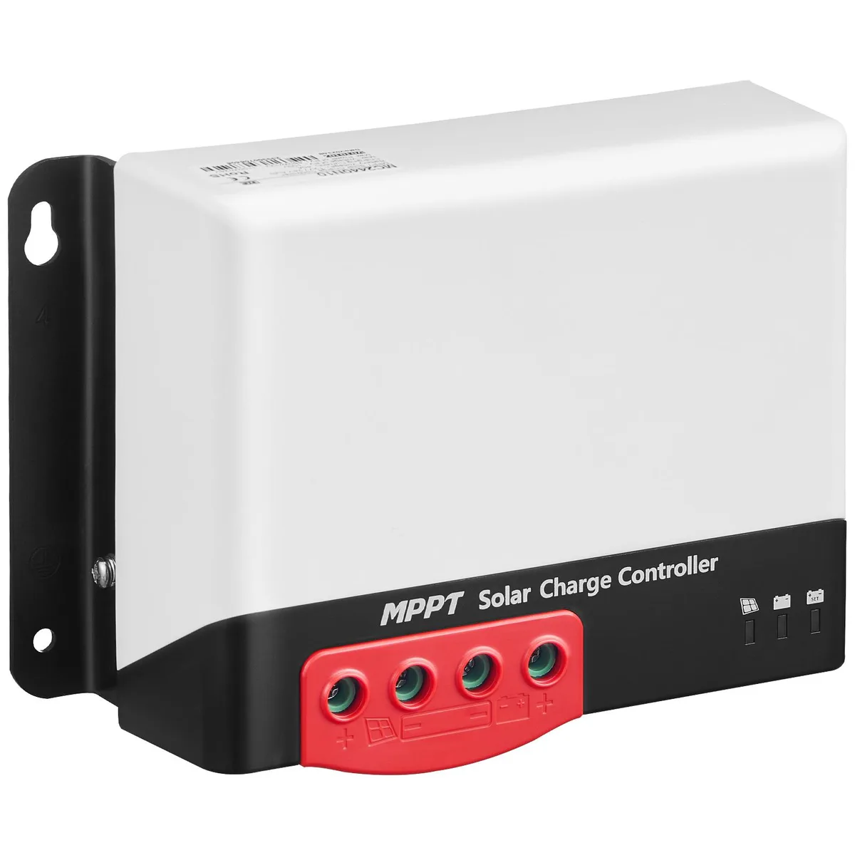 Rectangular grey ABS enclosure with front display and terminals, 183 by 125 by 70 mm